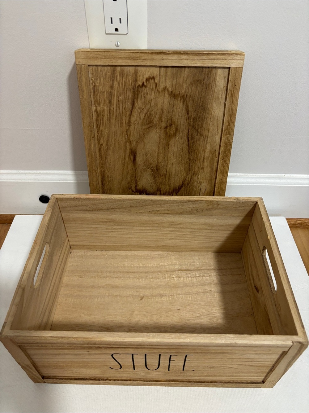 New Rae Dunn Rustic “STUFF” Storage Box - Picture 3 of 6